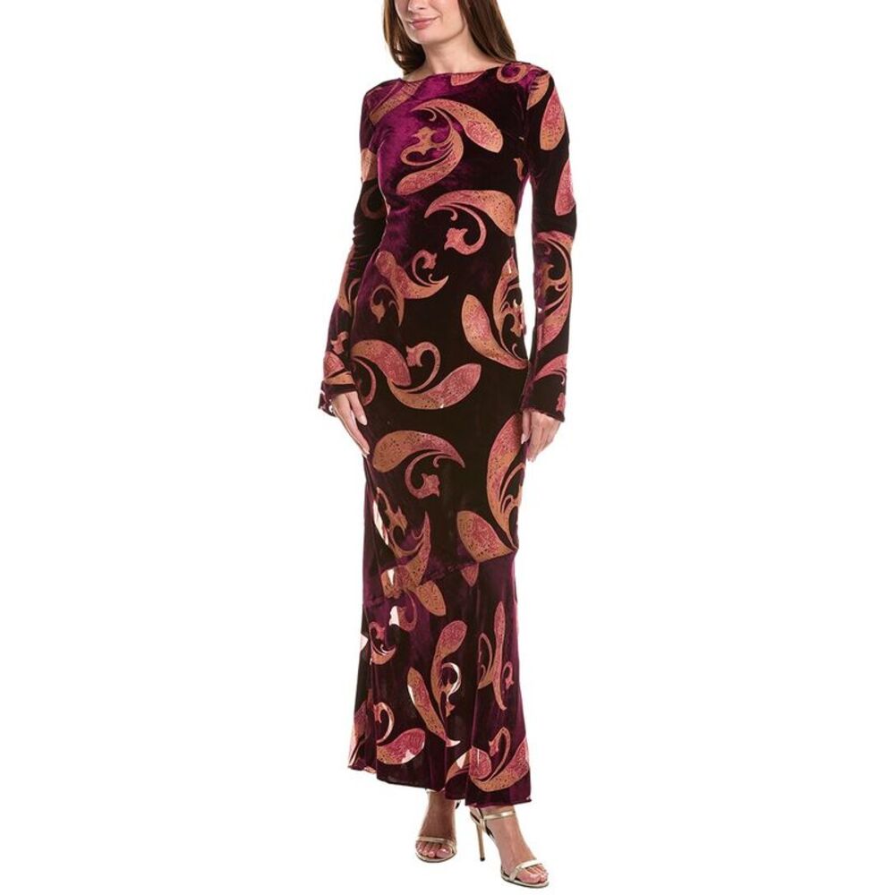 Retrofête Womens  Iona Velvet Burnout Dress, Pink
